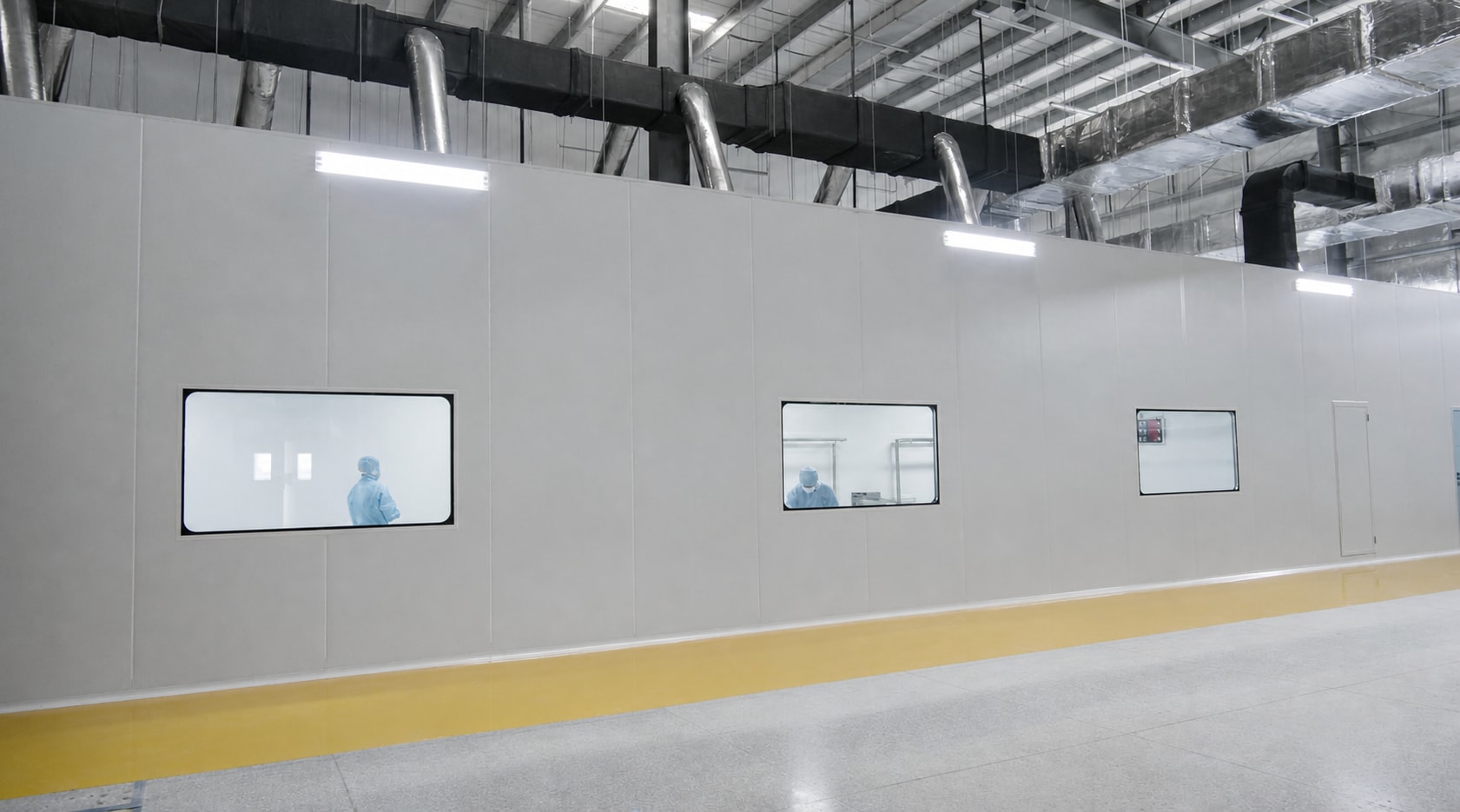 Productieruimte in de IDEAL-cleanroom, gezien vanuit de fabrieksgang