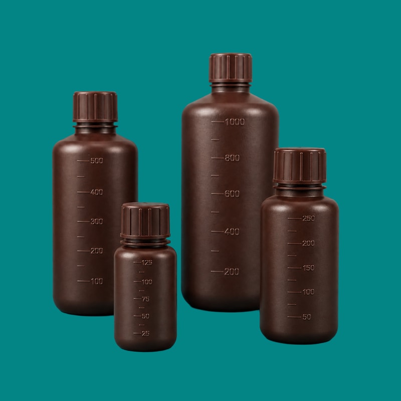 Botol HDPE Amber Berskala Bermulut Sempit