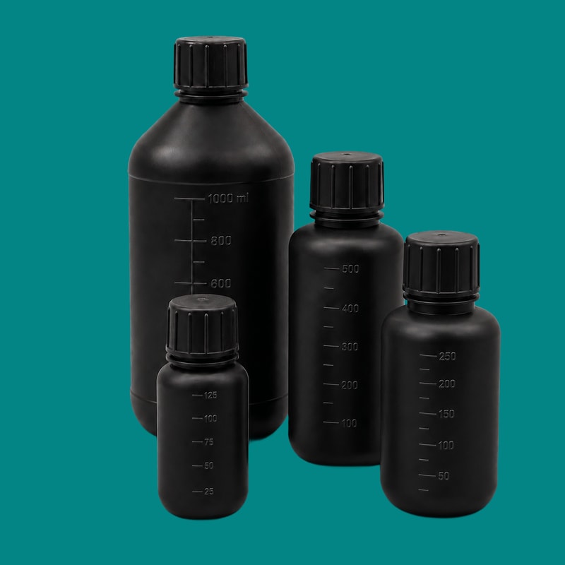Botol Reagen HDPE Hitam Bermulut Sempit
