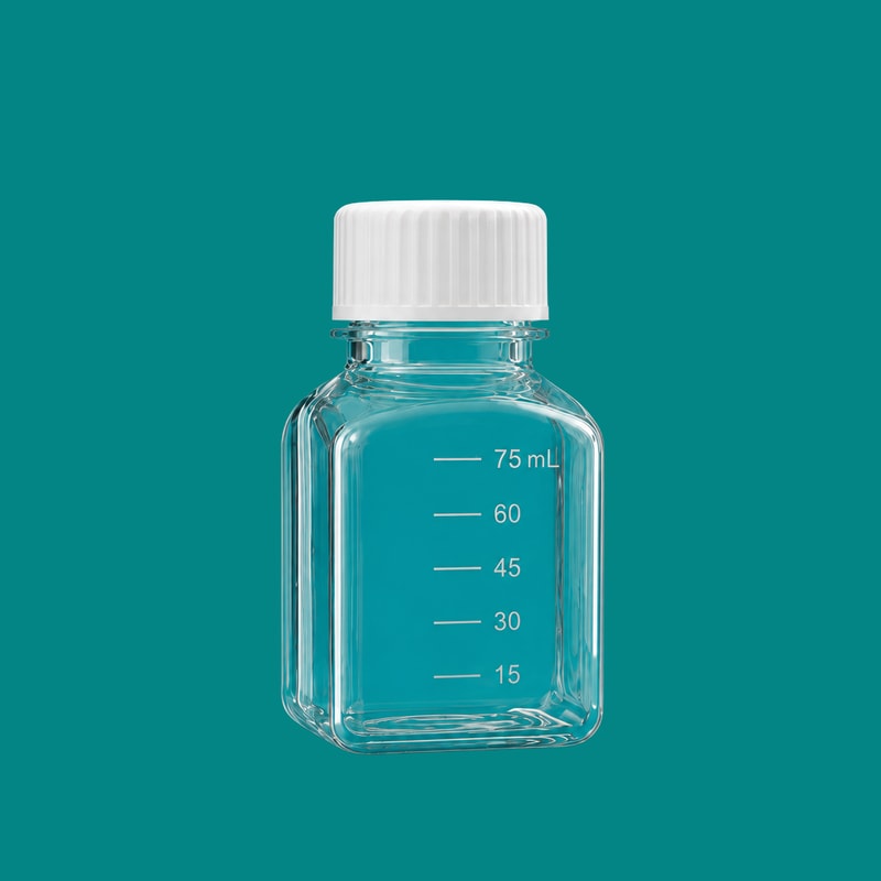 Flacon pătrat PC pentru medii de cultură — 75 mL — SKU 82119