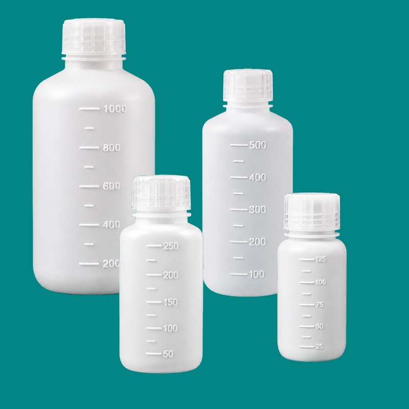 Botol HDPE Putih Berskala Bermulut Sempit