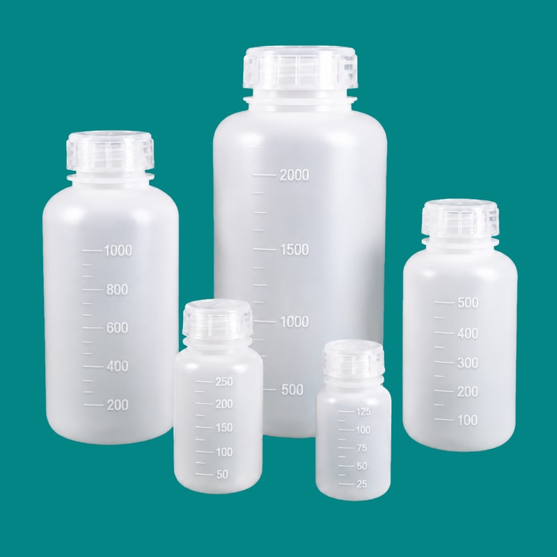 Botol HDPE Putih Berskala Bermulut Lebar