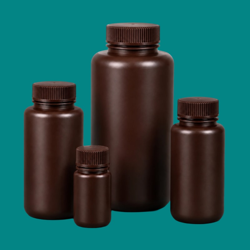 Botol HDPE Amber Bermulut Lebar