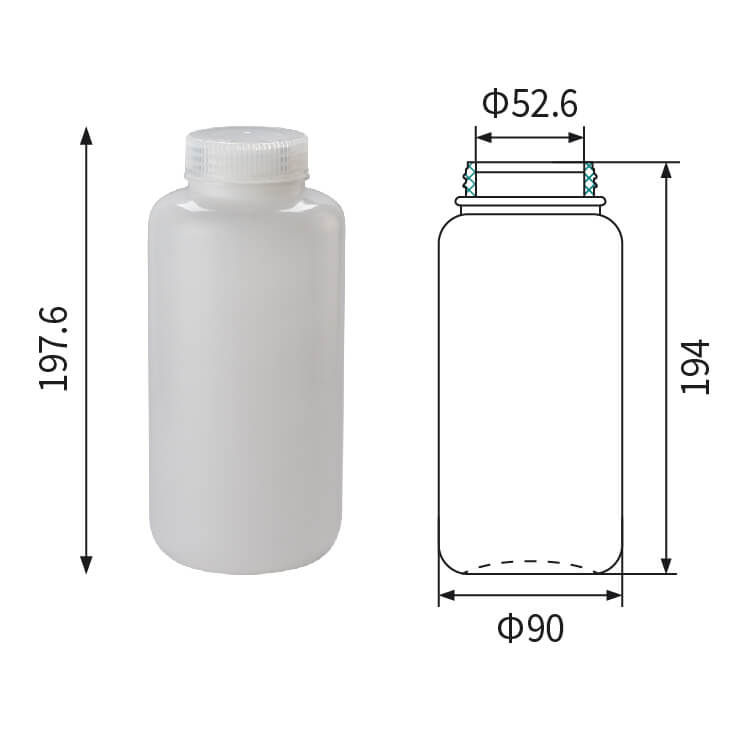 Laboratórna fľaša so širokým hrdlom s objemom 1000 ml