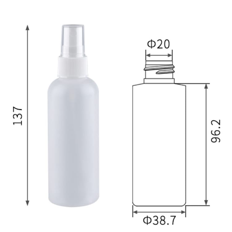 Botella pulverizadora de polietileno de alta densidad de 100 ml