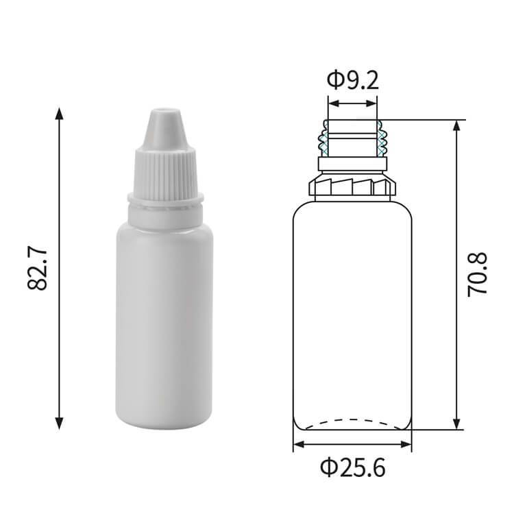 20 ml plastdråbeflasker med manipulationssikkert låg