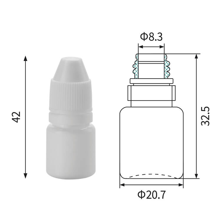 Plastikowe butelki z zakraplaczem o pojemności 2 ml z nakrętką zabezpieczającą przed manipulacją