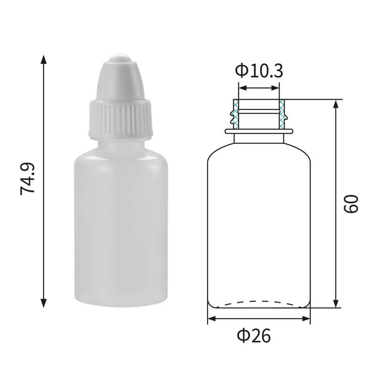 30ml fľaše s kvapkadlom zo skrutkovacieho uzáveru LDPE