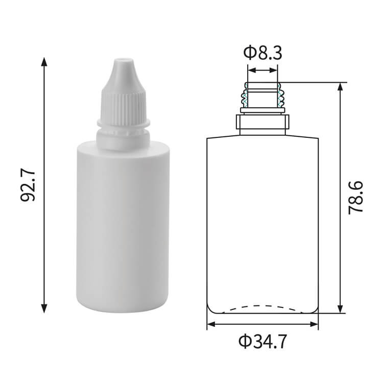 Πλαστικά μπουκάλια σταγονόμετρου 50ml με καπάκι που αποδεικνύει την παραβίαση