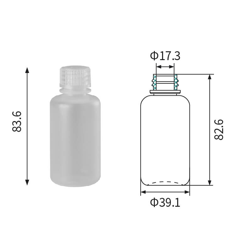 Butelka na odczynniki z wąskim otworem o pojemności 60 ml