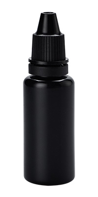 Črne plastične stekleničke s kapalko z dokazljivim pokrovčkom