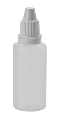 Priesvitné plastové fľaše s kvapkadlom a uzáverom s ochranou proti neoprávnenej manipulácii